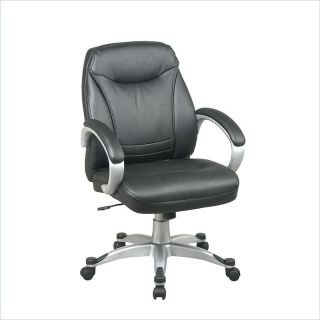 Office Star Faux Leather Mid Back Chair in Black   FLH80016 U6