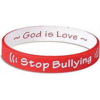 Stop Bullying Wrist Band Silicone Bracelet Reversible God is Love  Red and White  Childrens Pretend Play Bracelets  Sports & Outdoors