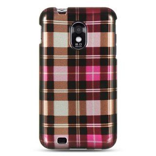 VMG Sprint Samsung Galaxy S II S2 Design Hard 2 Pc Case   Pink Brown Checkere Plaid Design Hard 2 Pc Plastic Snap On Case Cover for Sprint Samsung Galaxy S II S2 Epic 4G Touch [SPRINT MODEL ONLY] Cell Phone 