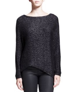Womens Flecked Metallic Asymmetric Sweater   HELMUT Helmut Lang   Black