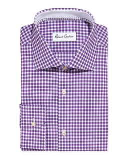 Mens Hank Gingham Dress Shirt, Purple   Robert Graham   Purple (16.5)