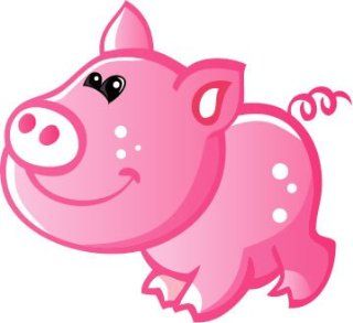 Children's Wall Decals   Cute Baby Pink Cartoon Pig   12 inch Removable Graphics (4 same)   Prints