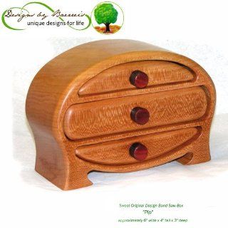 Baerreis Band Saw Box   Small Oval Dresser Top Box "Pip" Style, (cherry with cardinal wood pulls)   Jewelry Chests