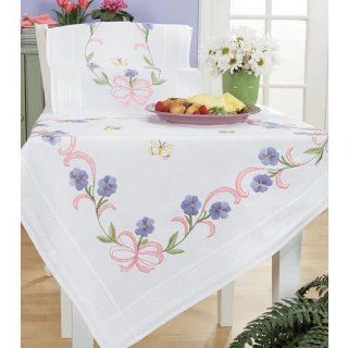 Violet Bows Table Topper & Runner Stamped Embroidery Kit   Stamped Cross Stitch Kits