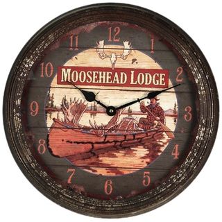 Rivers Edge 15 Rusty Metal Clock   Moosehead
