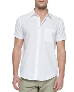 Mens Emer Short Sleeve 1 Pocket Shirt, White   Theory   White (SMALL)