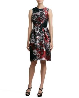 Womens Printed Embroidered Cocktail Dress   David Meister Signature   Multi (6)