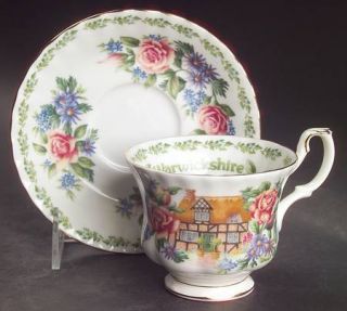 Royal Albert English Country Cottages Footed Cup & Saucer Set, Fine China Dinner