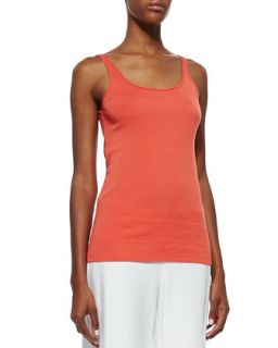 Womens Organic Cotton Slim Tank, Red Lory   Eileen Fisher   Red lory (coral)