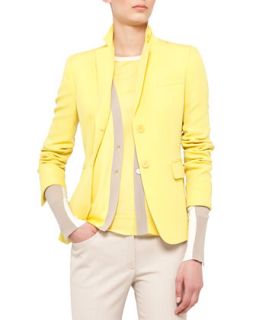 Womens Fitted Techno Wool Blazer   Akris punto   Vivid yellow (2)