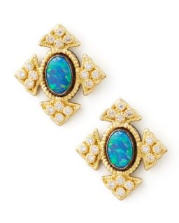 18k Gold Cravelli Cross Opal Stud Earrings   Armenta   Gold (18k )