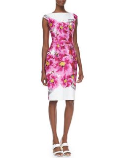 Womens Cap Sleeve Floral Print Dress   David Meister   Pink multi (10)