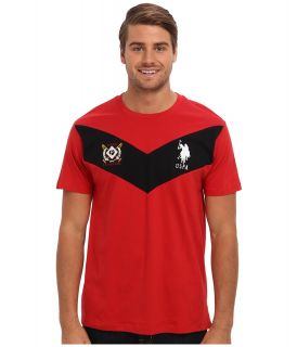 U.S. Polo Assn Short Sleeve Chevron Chest T Shirt Mens Short Sleeve Pullover (Red)