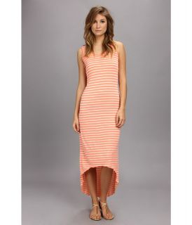 Ninety Thin Stripe High Low Tank Dress Womens Dress (Orange)
