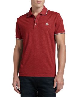 Mens Short Sleeve Tipped Logo Polo, Red   Moncler   Red (XX LARGE)