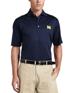 Mens Michigan Gameday College Shirt Polo, Blue   Peter Millar   Blue (LARGE)