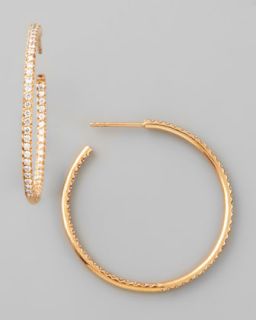 35mm Rose Gold Diamond Hoop Earrings, 1.1ct   Roberto Coin   Gold (1ct ,35mm ,