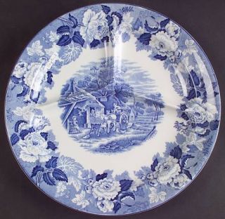 Enoch Wood & Sons English Scenery Blue (Blue Backs,Smooth) Grill Plate, Fine Chi
