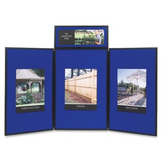 Quartet ShowIt Three Panel Display System, Fabric, Blue/Gray, Black PVC Frame