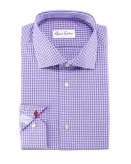 Mens Omega Houndstooth Dress Shirt, Purple   Robert Graham   Purple (16.5)
