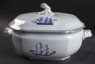 Spode Trade Winds Blue Tureen &  Lid, Fine China Dinnerware   Blue Bands And Shi