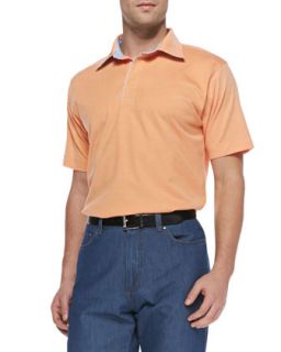 Mens Short Sleeve Pique Polo, Orange   Ermenegildo Zegna   Orange (XXL)