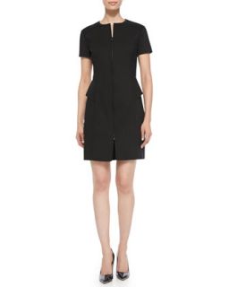 Womens Short Sleeve Peplum Dress   Magaschoni   Black (12)