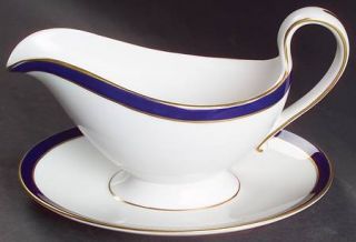 Spode Consul Cobalt Gravy Boat with Attached Underplate, Fine China Dinnerware  