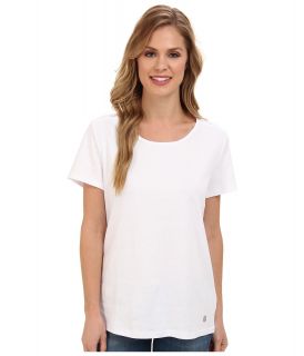 Jones New York S/S Scoop Neck w/ Insert Womens Short Sleeve Pullover (White)