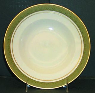 Franciscan Antique Green Rim Soup Bowl, Fine China Dinnerware   Green Embossed B