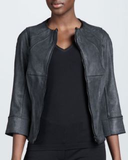Womens Leather Front Jacket   Kaufman Franco   Charcoal (10)