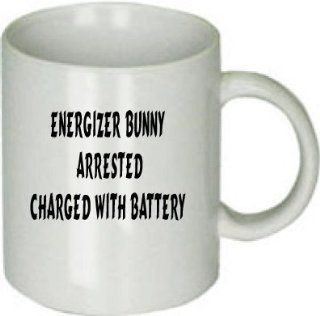 Energizer Bunny Arrested Charged with Battery Funny Saying on Coffee Cup  Mugs  