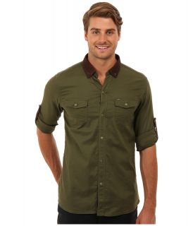 Mavi Jeans Roll Sleeve Shirt Mens Long Sleeve Button Up (Green)