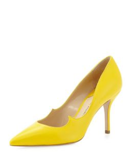 Leather Peaked Vamp Pointed Toe Pump, Yellow   Paul Andrew   Yellow (38.0B/8.0B)