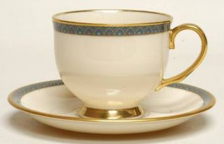 Lenox China Patriot (Gold Verge) Footed Cup & Saucer Set, Fine China Dinnerware