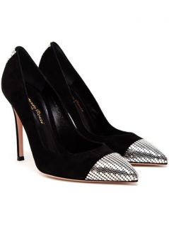 Gianvito Rossi Suede And Chainmail Pumps