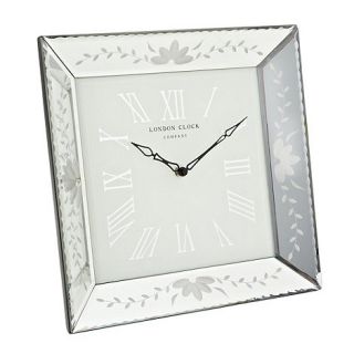 Silver floral mirrored wall clock