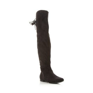 Call It Spring Black low heel ankle strap knee high boots