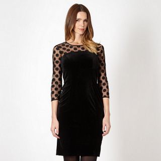 The Collection Black sheer spotted sleeve cocktail dress