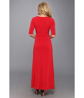 Christin Michaels Ali 3/4 Sleeve Wrap Dress Red