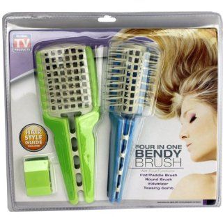 Four in One Bendy Brush Includes Flat Brush, Round Brush, Volumizer, Teasing Comb   As Seen on Tv  Hair Brushes  Beauty
