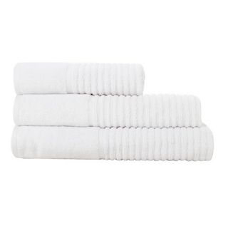 The Fine Linens Company White textured striped towel