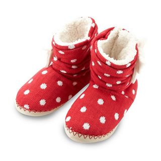 Lounge & Sleep Red spotted knit slipper boots