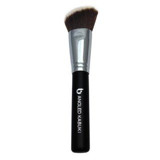 Blush Brush Angled Kabuki Makeup Brush By Beauty Junkees High Quality Synthetic Makeup Brush, Ideal for Blending, Contouring, Stippling, Works with Creams, Powders, Liquids, and Mineral Makeup. Synthetic Dense Bristles That Do Not Shed, Quality Compares t