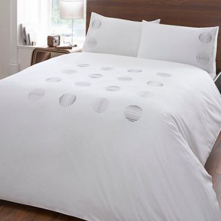 White Embroidered circles bedding set