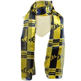 NCAA West Virginia Mountaineers Flowy Silky Scarf Wrap Shall Womens Blue Yellow  Sports Fan Apparel  Sports & Outdoors