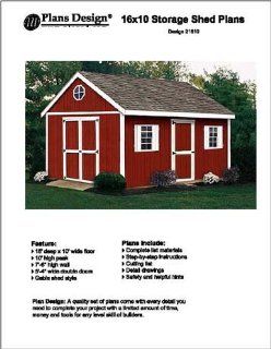 16' x 10'Gable Storage Shed Project Plans  Design #21610   Woodworking Project Plans  
