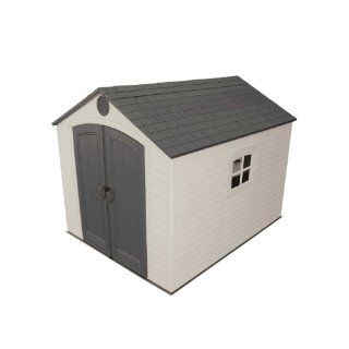 Lifetime 6405 8 by 10 Foot Outdoor Storage Shed with Window, Skylights, and Shelving  Garden Shed  Patio, Lawn & Garden