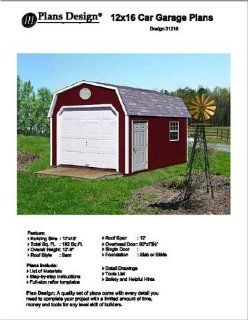 12' X 16'Barn/gambrel Shed/garage Project Plans  Design #31216   Woodworking Project Plans  