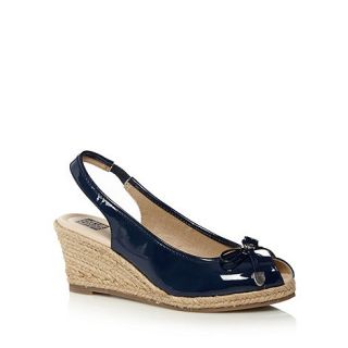 The Collection Navy patent rope wedge heel slingback shoes